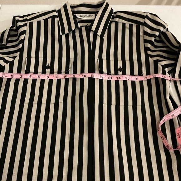 Vintage Yves St. Clair Button Up Blouse Black & Tan Striped Top Women’s Size 10 - Picture 4 of 14
